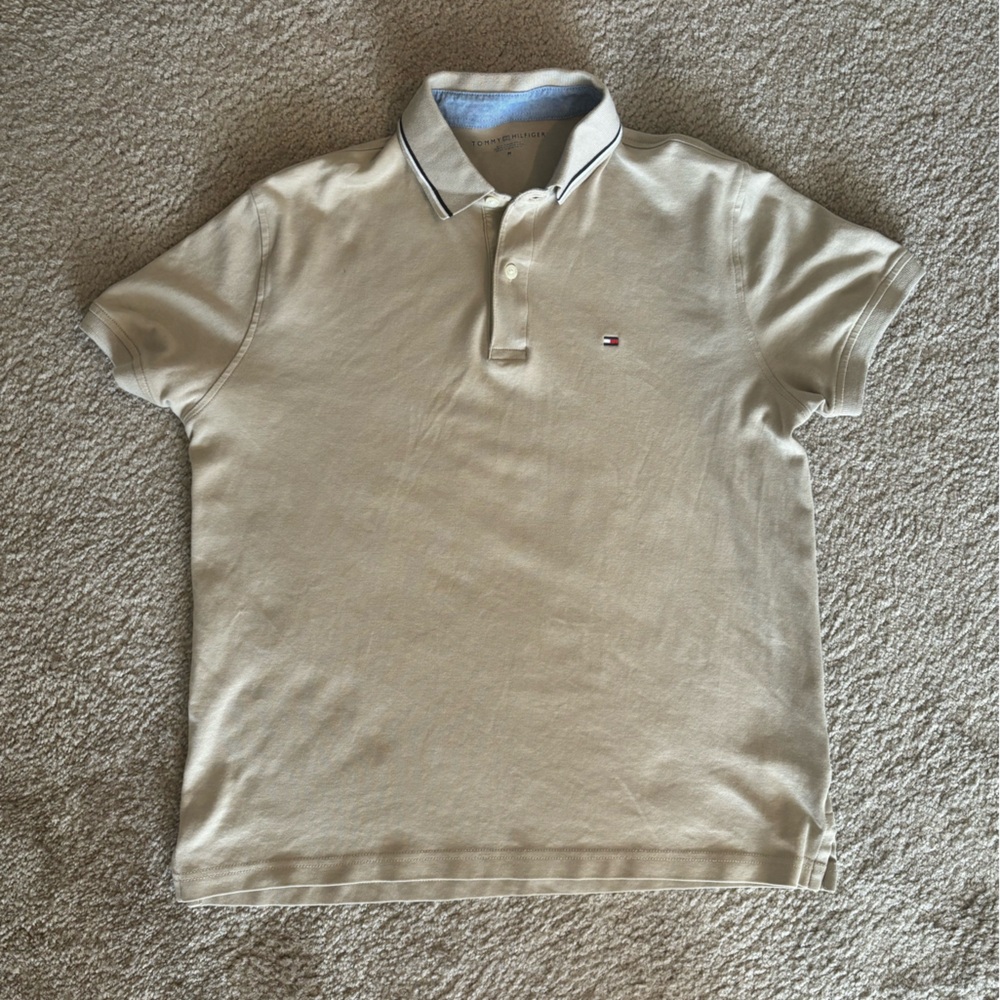 Tommy Hilfiger Men Polo T-Shirt Size M Color Beige / Light Tan